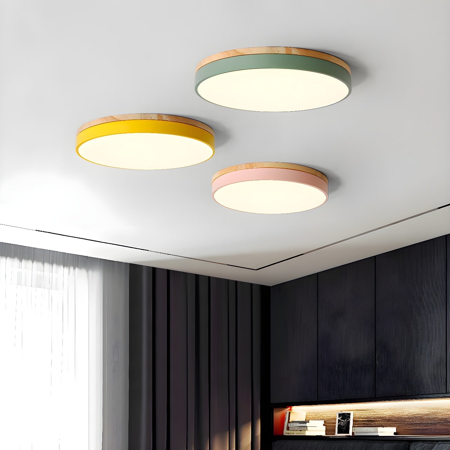 Zara Circular Wood Ceiling Lamp - Lumpaz