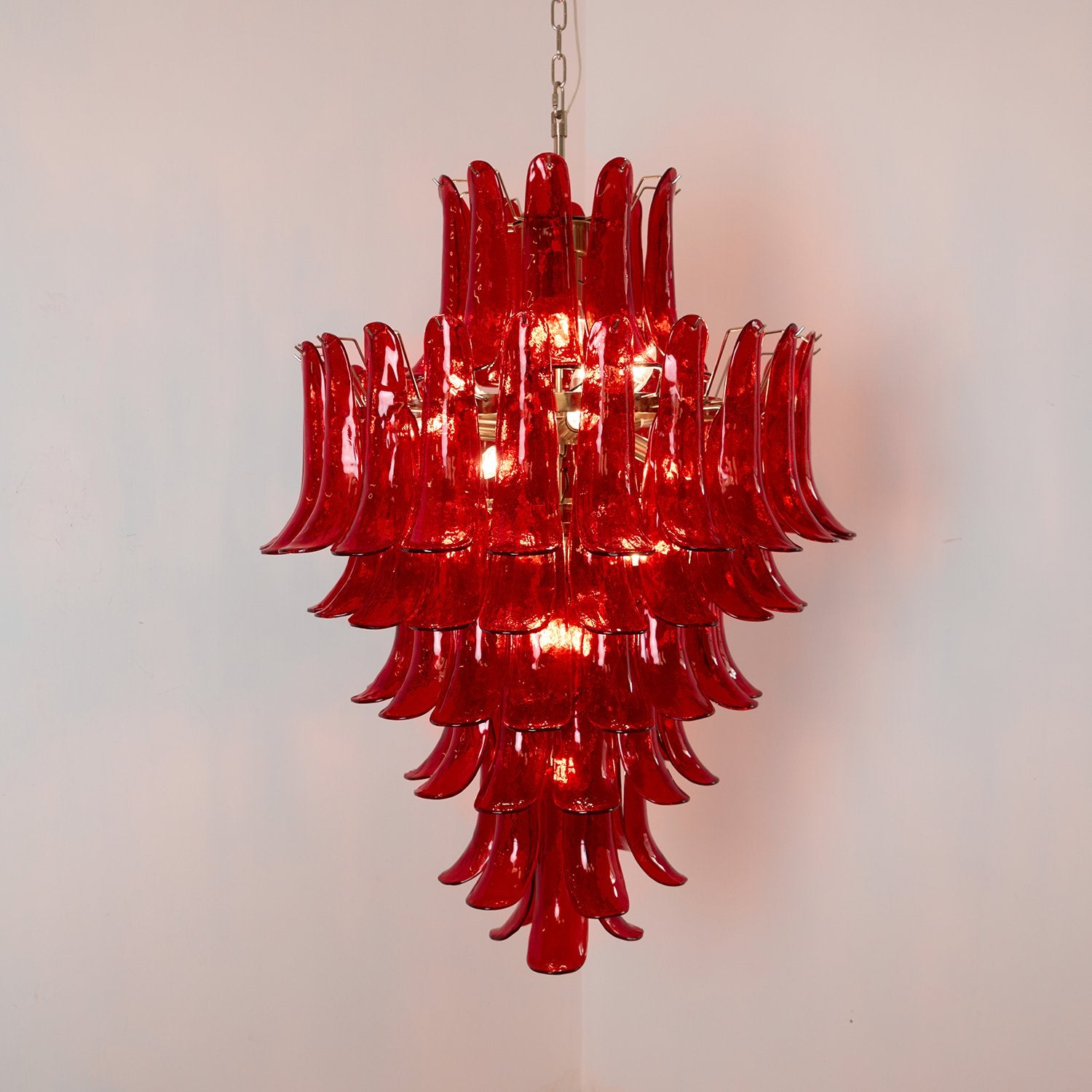 Murano Crimson Cascade Chandelier - Lumpaz