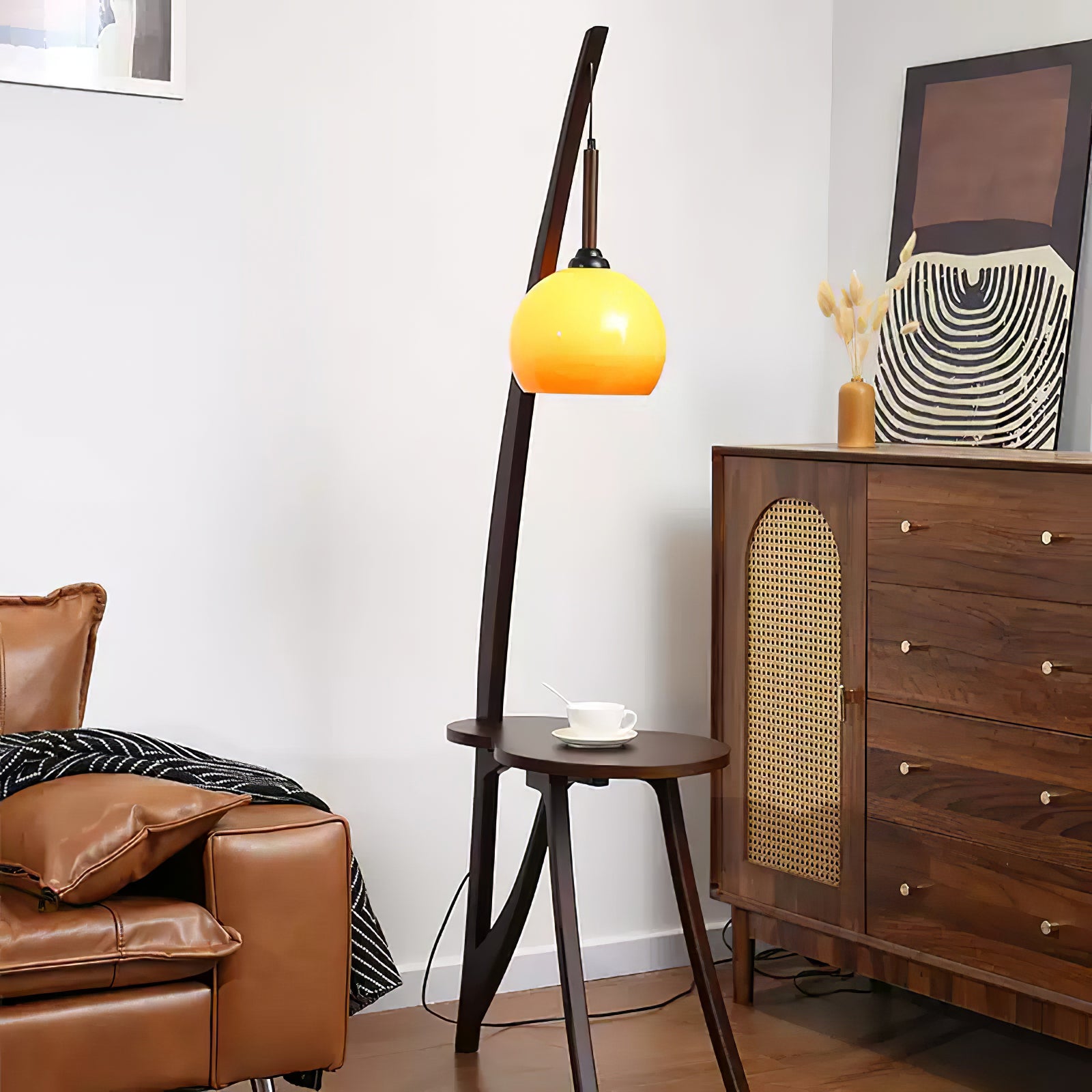 Arc Wood Hanging Floor Lamp - Lumpaz