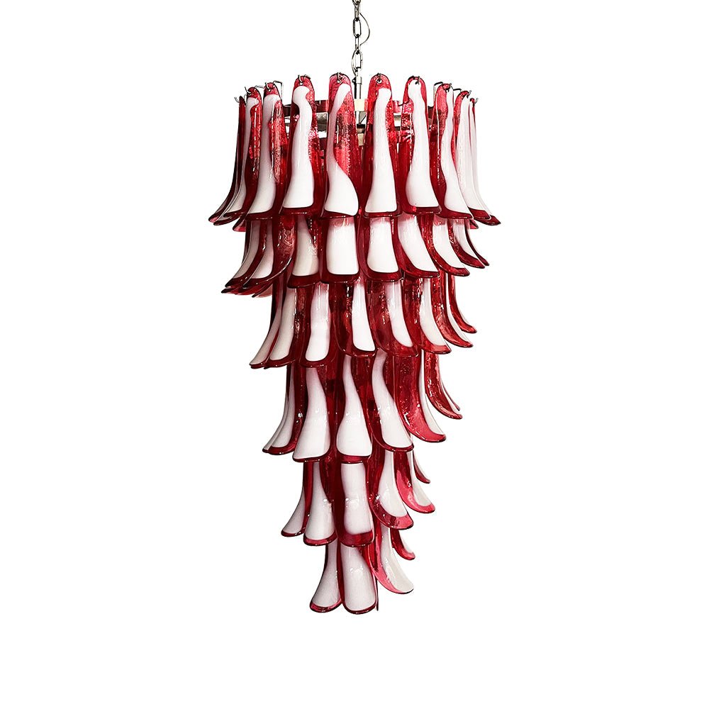 Murano Red Petals Spiral Chandelier - Lumpaz