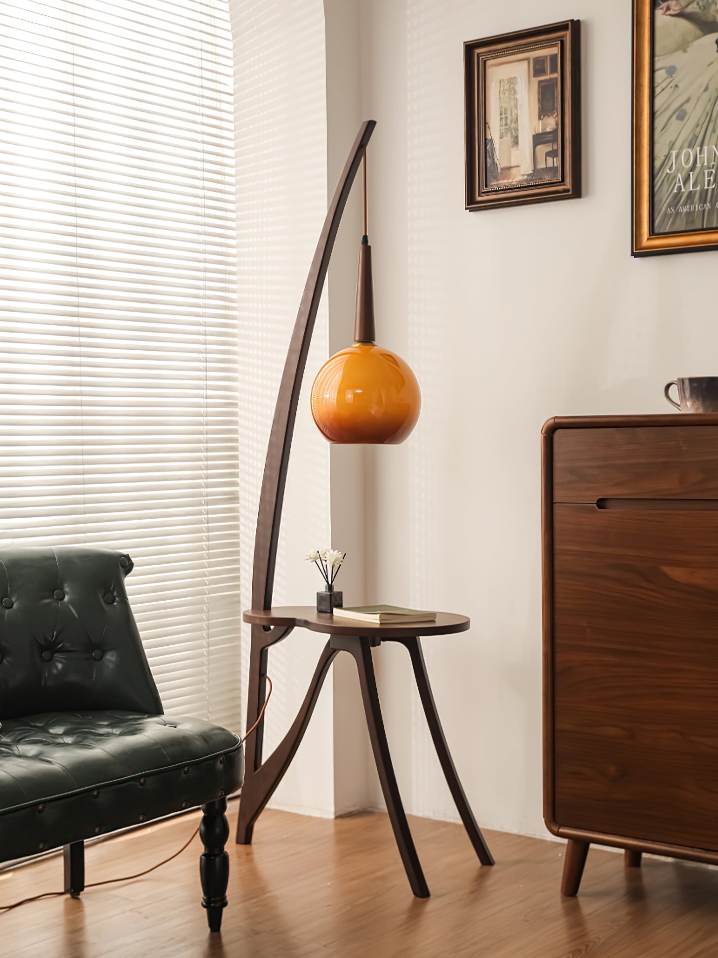Arc Wood Hanging Floor Lamp - Lumpaz