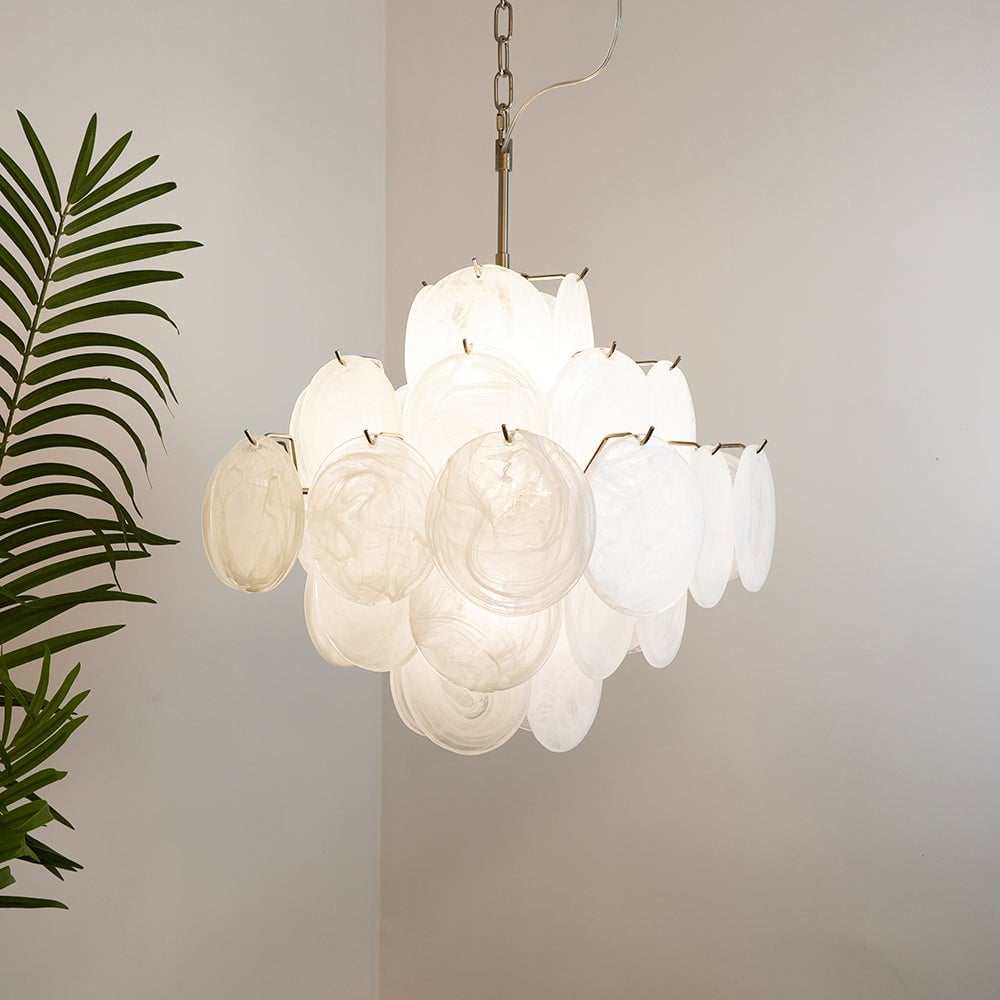 Isadora Murano White Disc Chandelier - Lumpaz