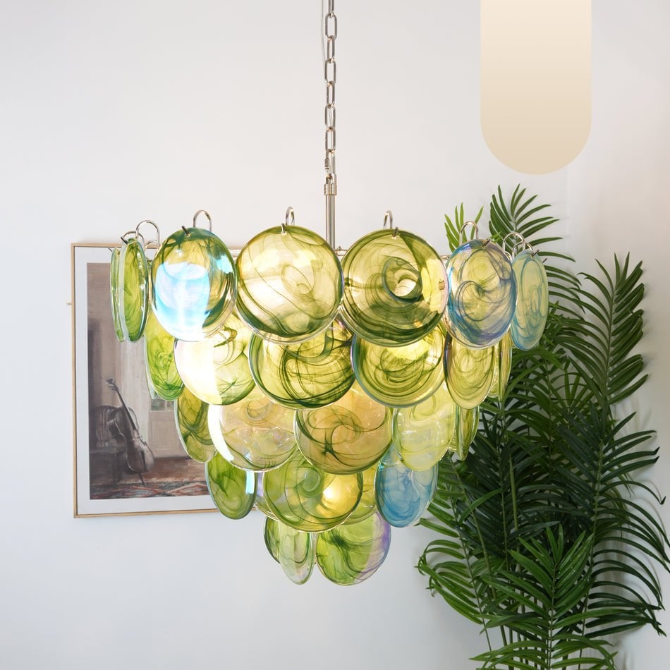 Green Murano Disc Chandelier - Lumpaz