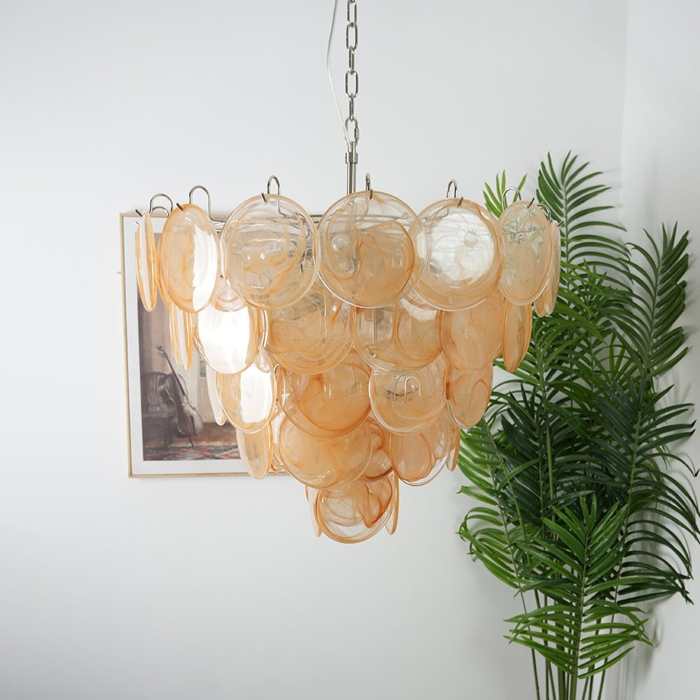 Orange Murano Disc Chandelier - Lumpaz