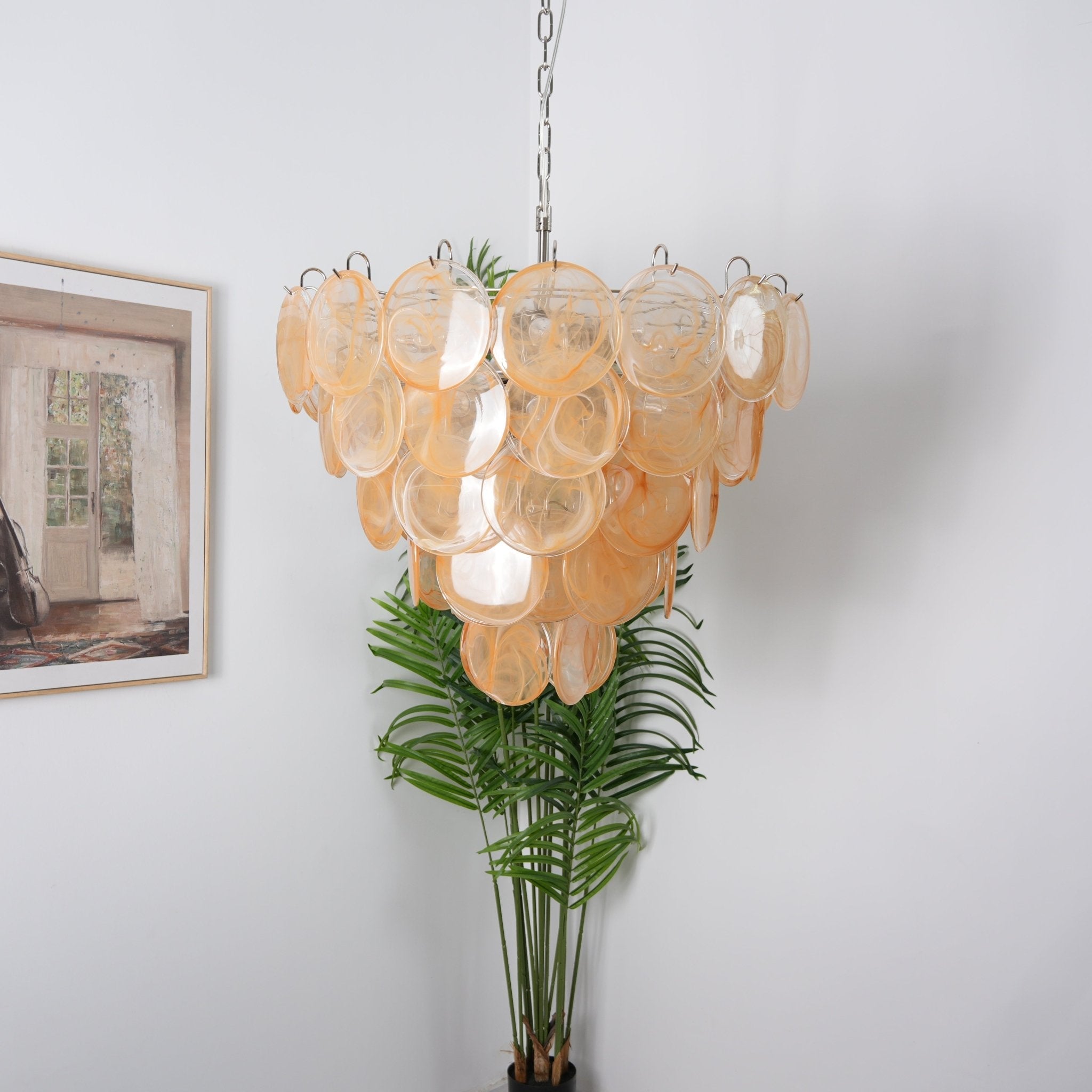 Orange Murano Disc Chandelier - Lumpaz
