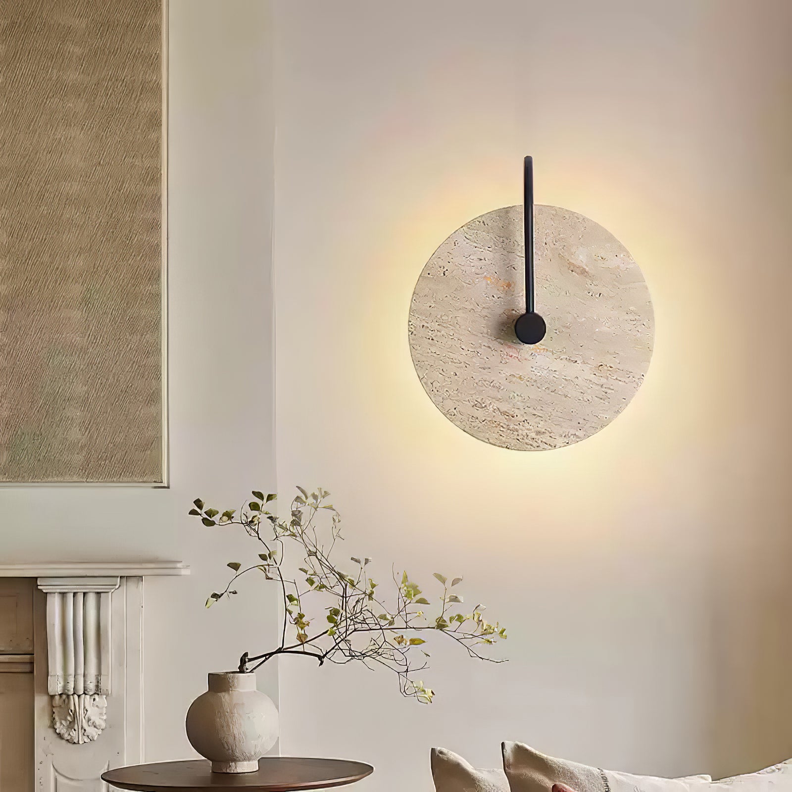 Round Travertine Wall Lamp - Lumpaz