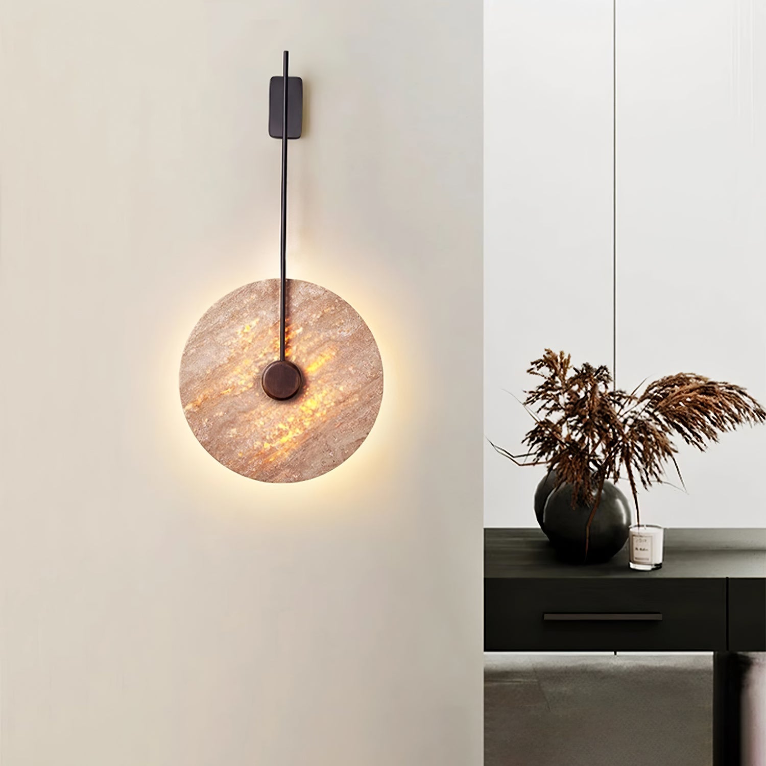 Travertine Disc Wall Lamp - Lumpaz