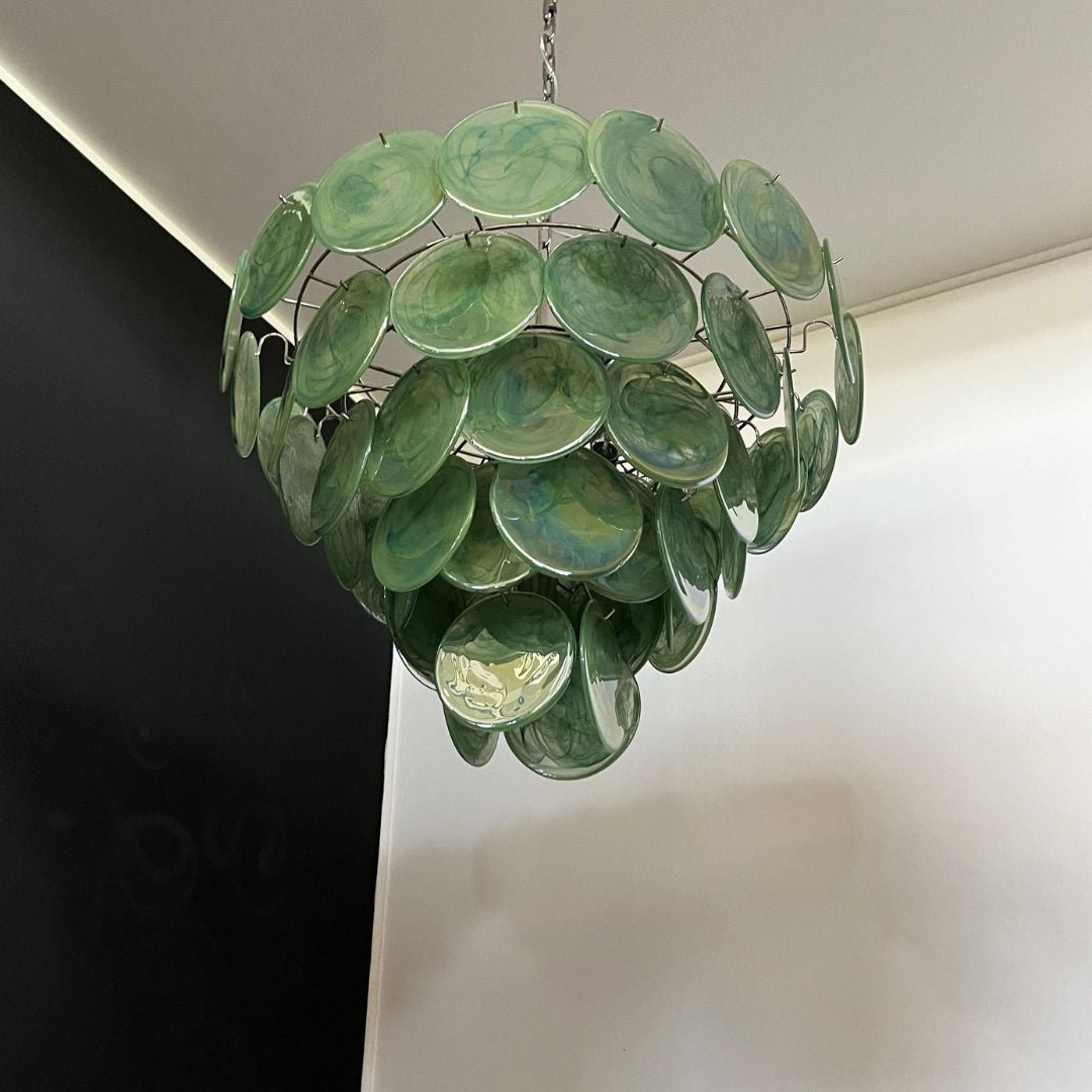 Green Murano Disc Chandelier - Lumpaz