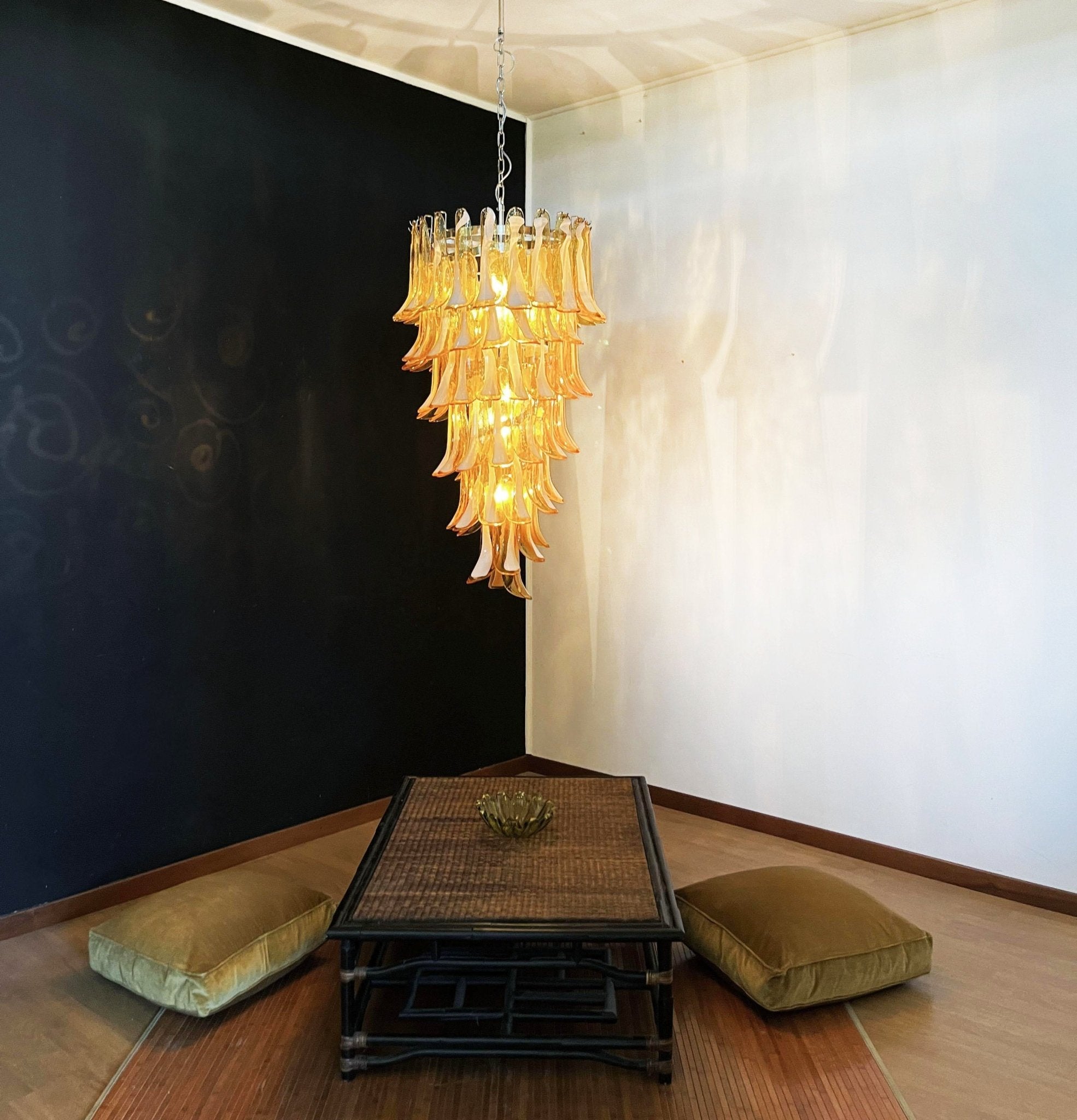 Murano Amber Petals Spiral Chandelier - Lumpaz