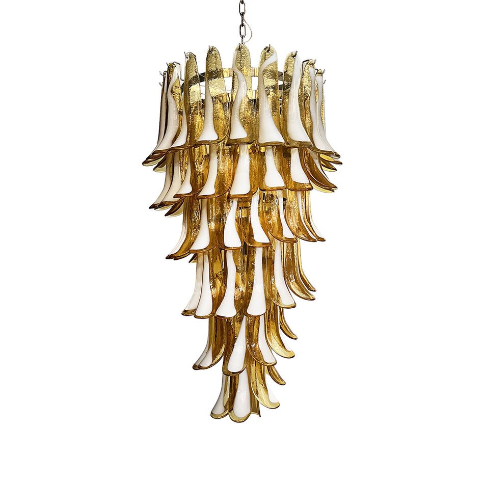 Murano Amber Petals Spiral Chandelier - Lumpaz