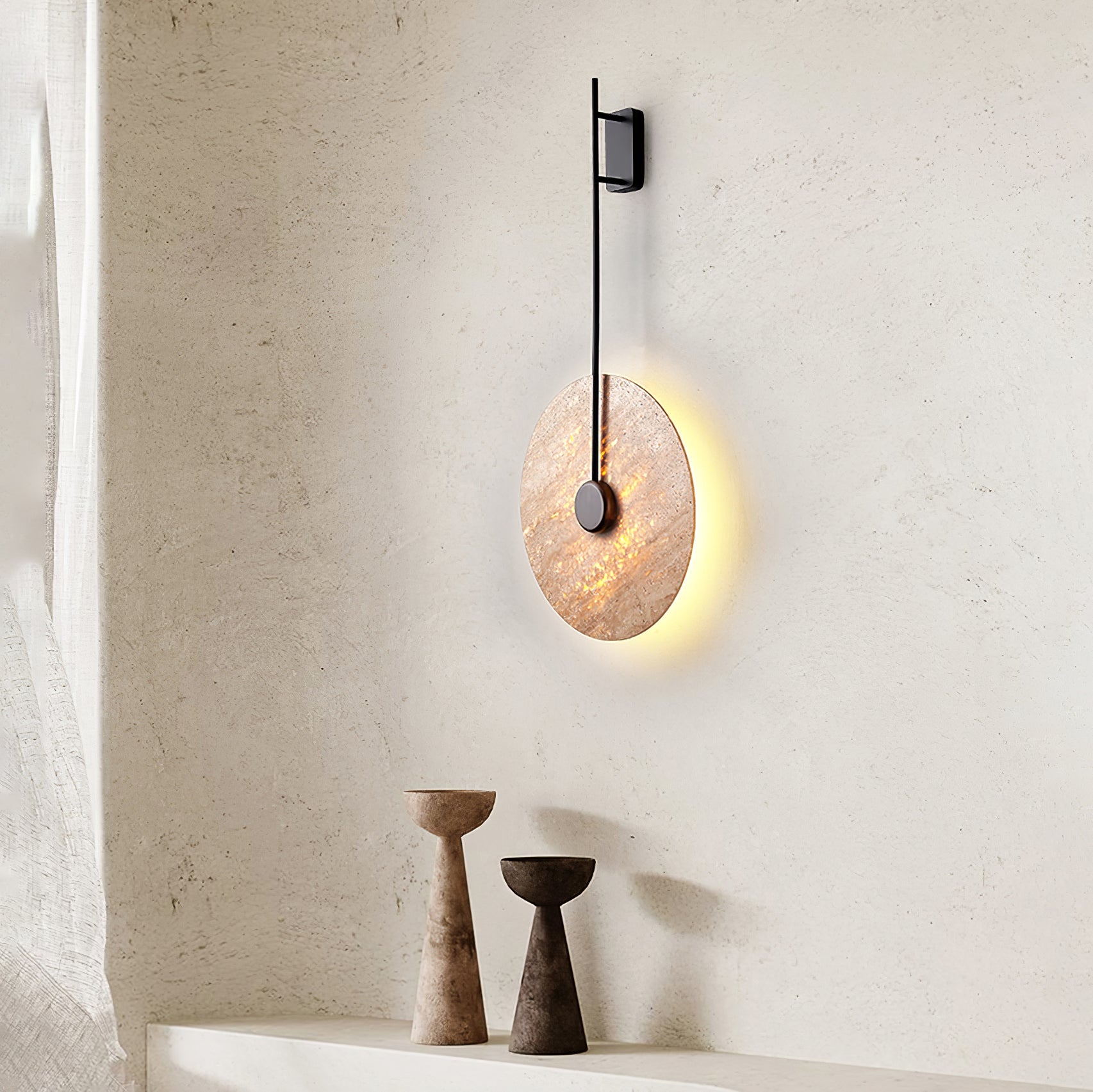 Travertine Disc Wall Lamp - Lumpaz