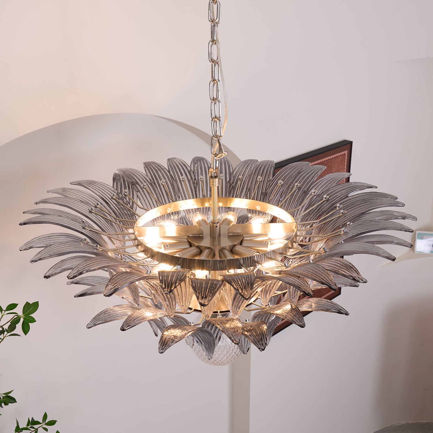 Murano Palmette Transparent Chandelier - Lumpaz