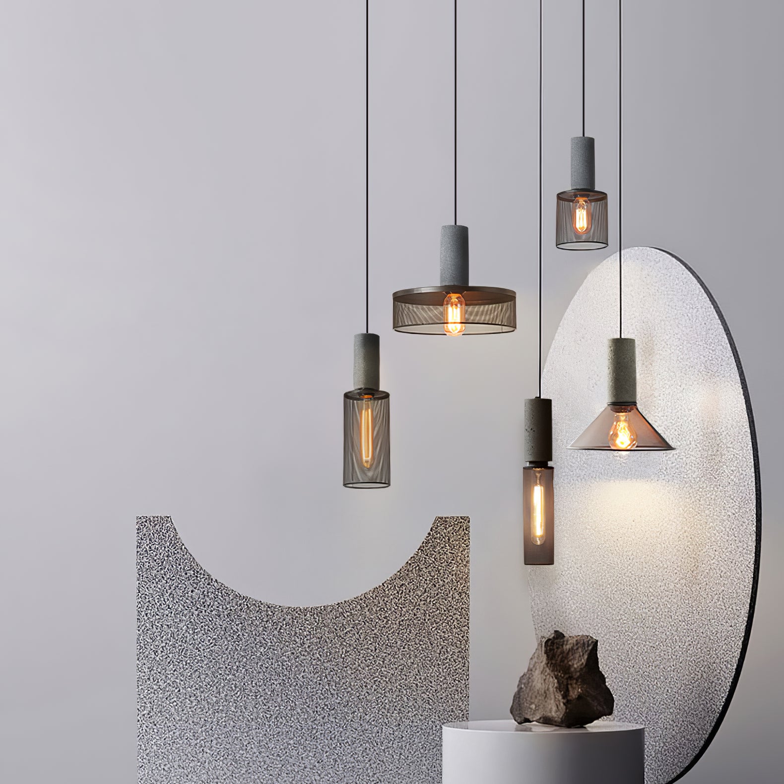 Cement Mesh Pendant Light - Lumpaz