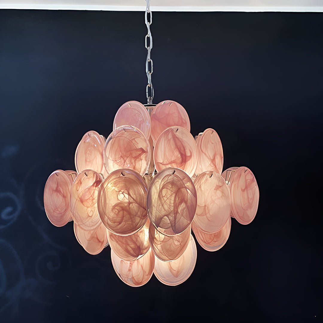 Murano Pink Disks Chandelier - Lumpaz