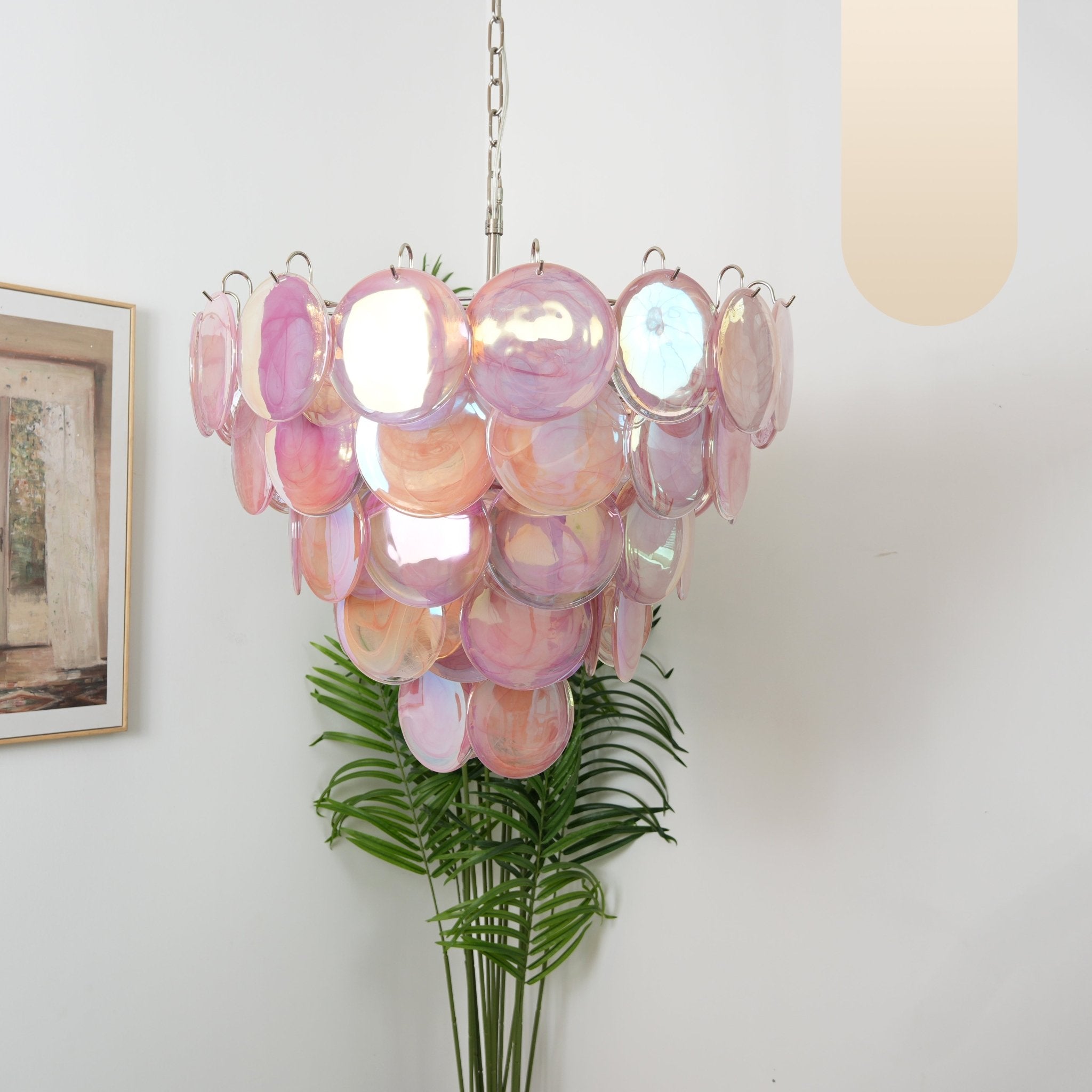 Pink Murano Disc Chandelier - Lumpaz