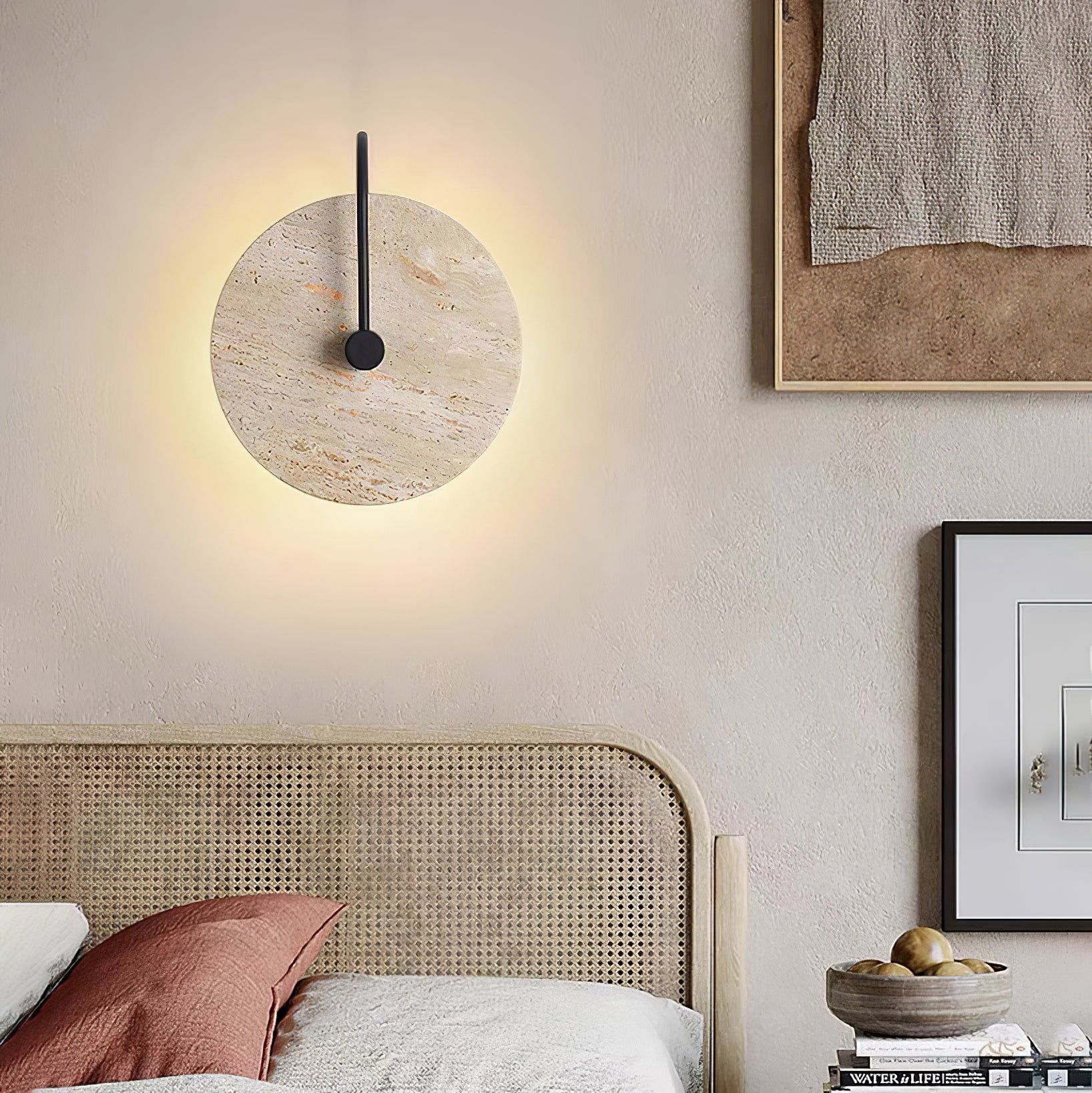 Round Travertine Wall Lamp - Lumpaz