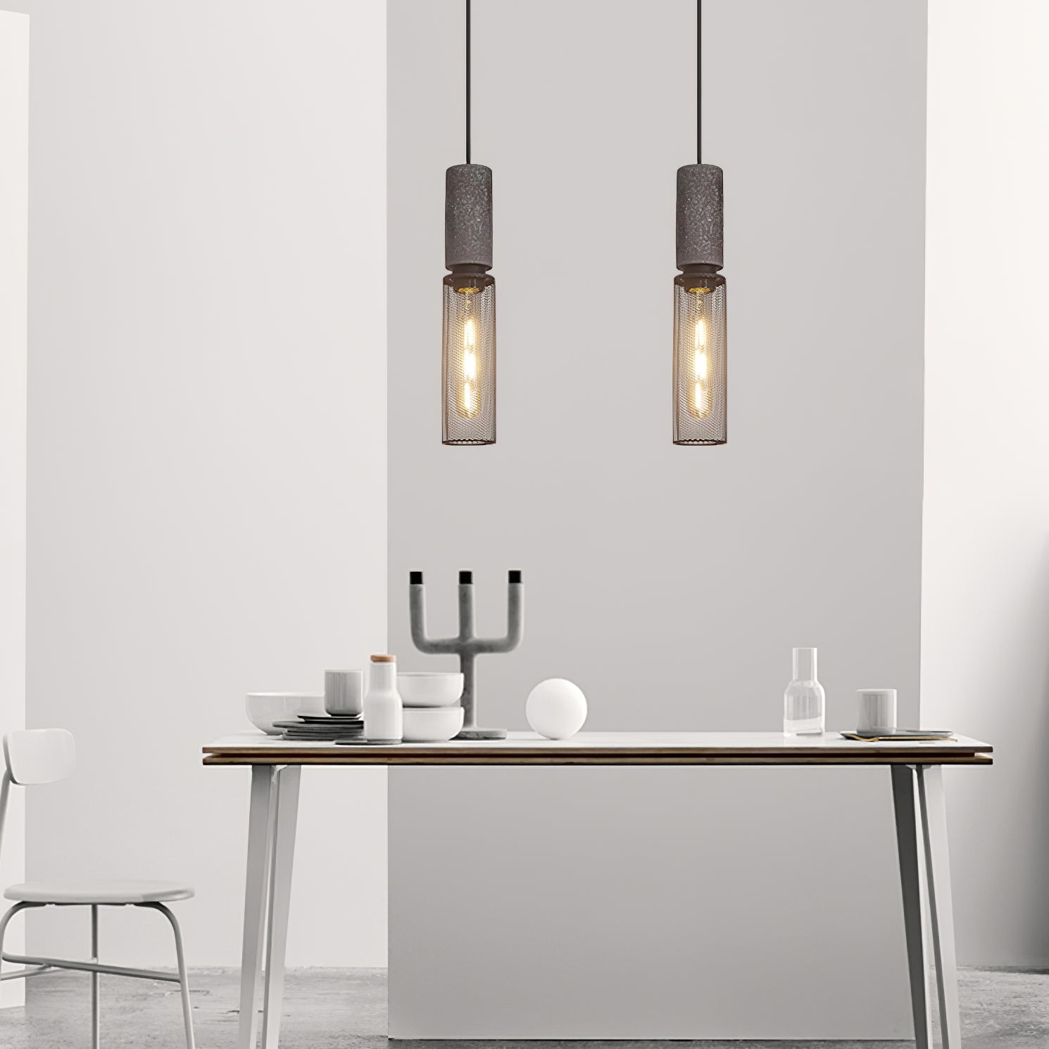 Cement Mesh Pendant Light - Lumpaz