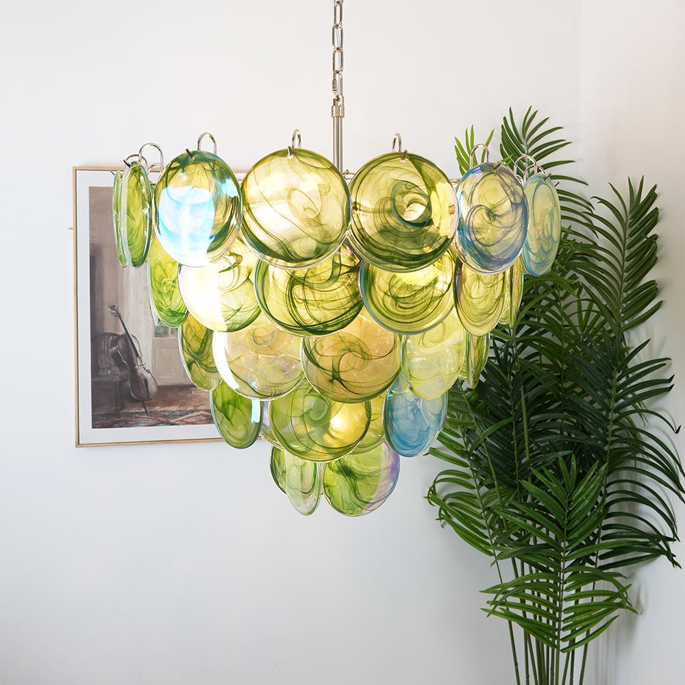 Green Murano Disc Chandelier - Lumpaz