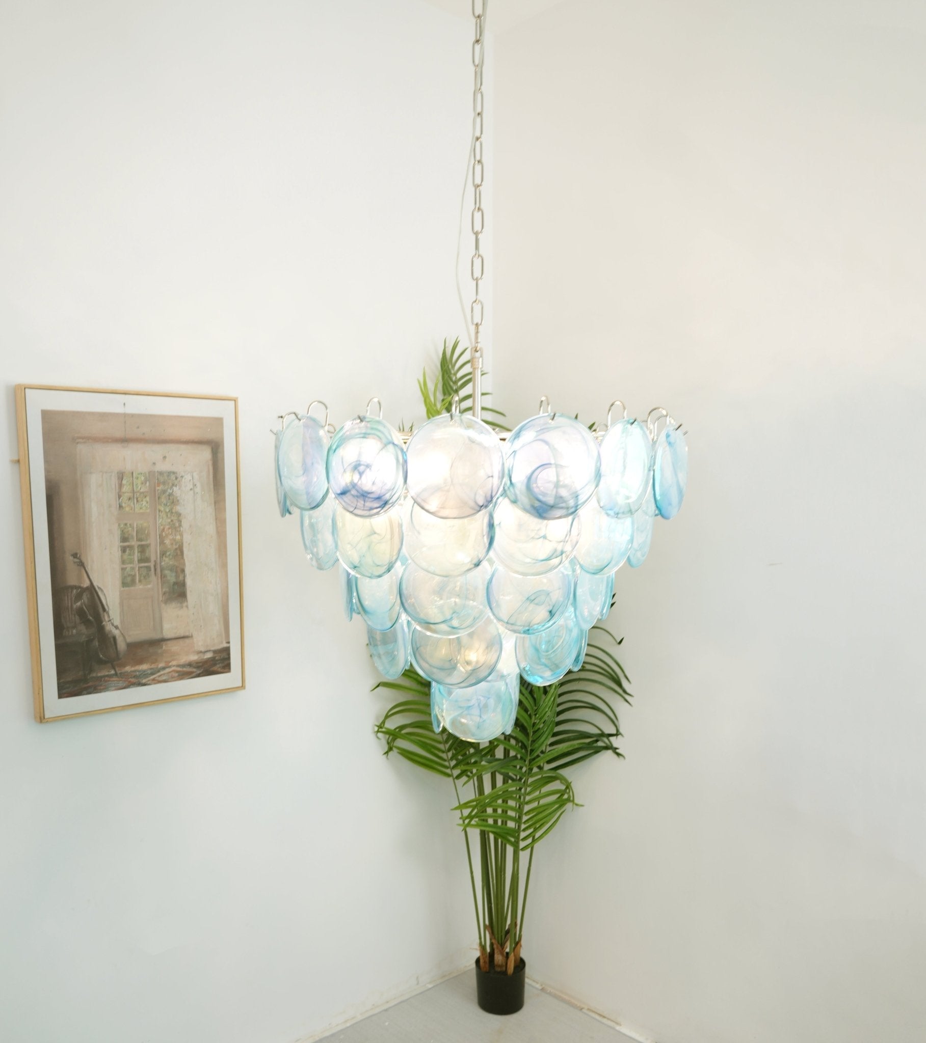 Blue Murano Disc Chandelier - Lumpaz