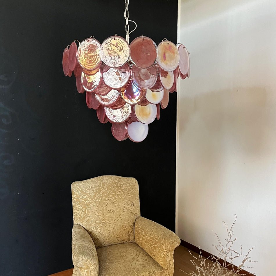 Pink Murano Disc Chandelier - Lumpaz