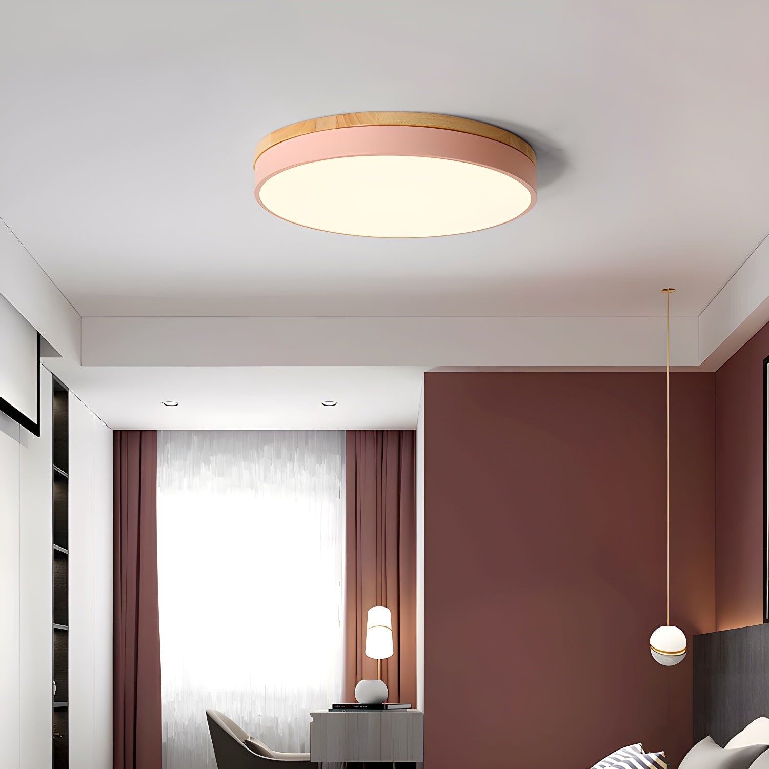 Zara Circular Wood Ceiling Lamp - Lumpaz