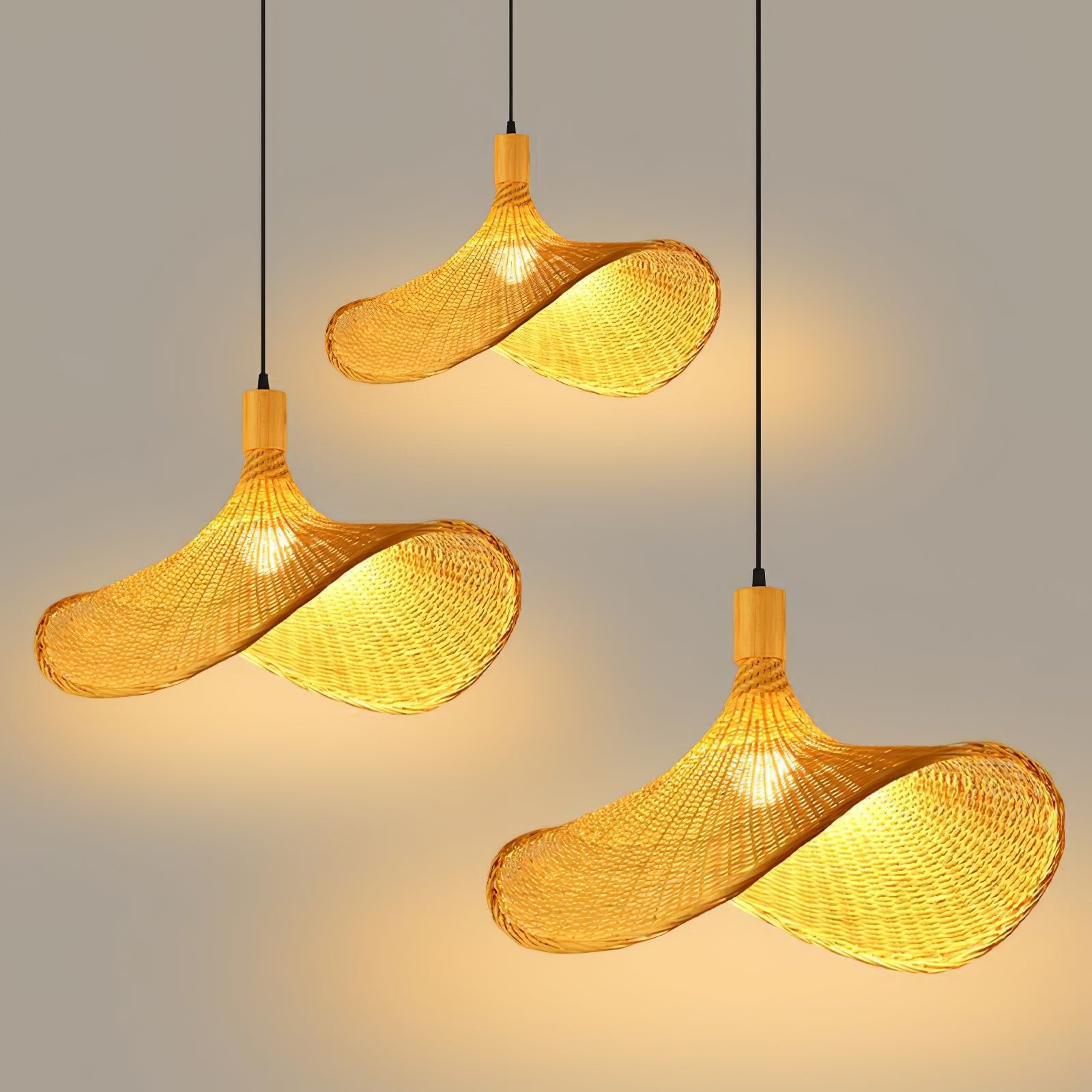 Rattan Weave Hat Pendant Light - Lumpaz