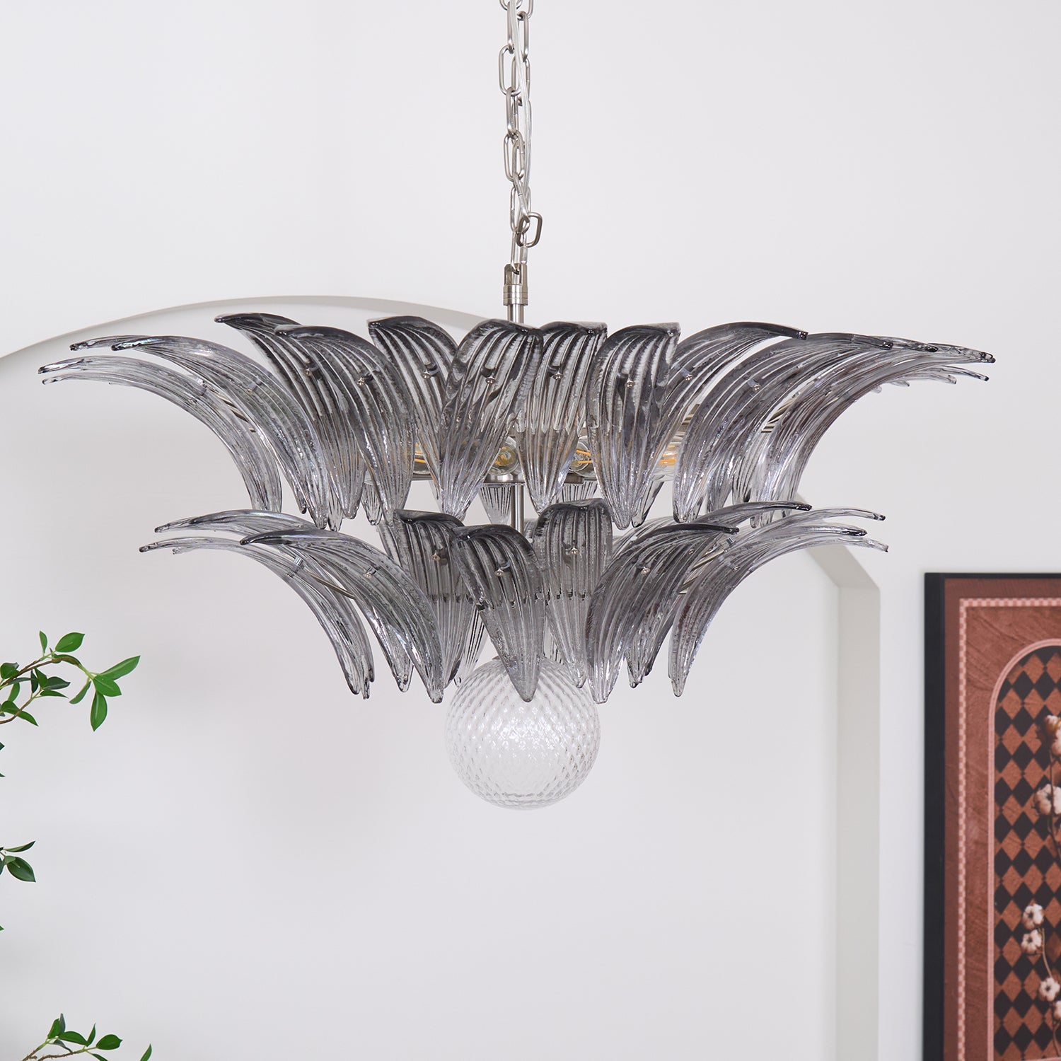 Murano Palmette Transparent Chandelier - Lumpaz