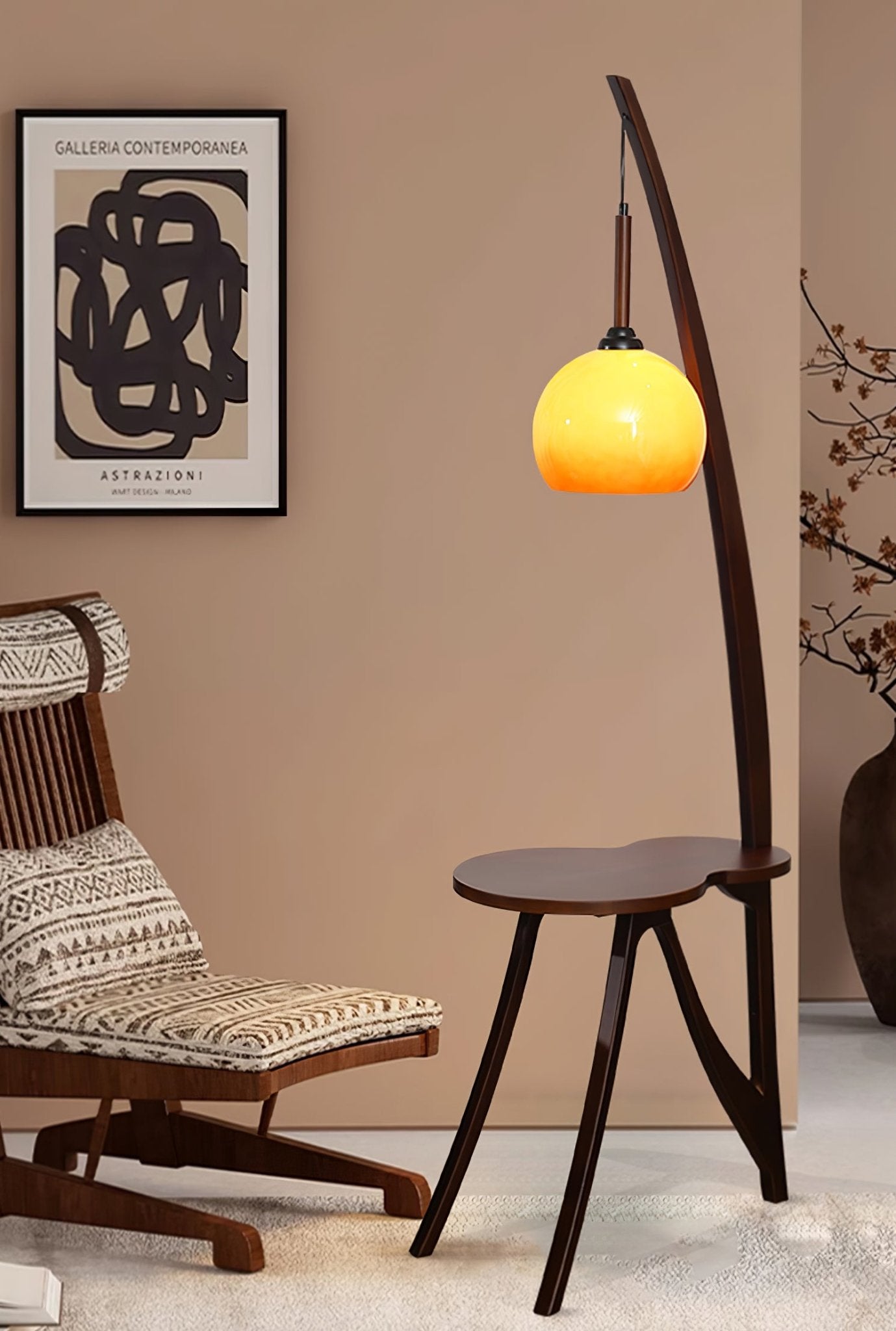 Arc Wood Hanging Floor Lamp - Lumpaz