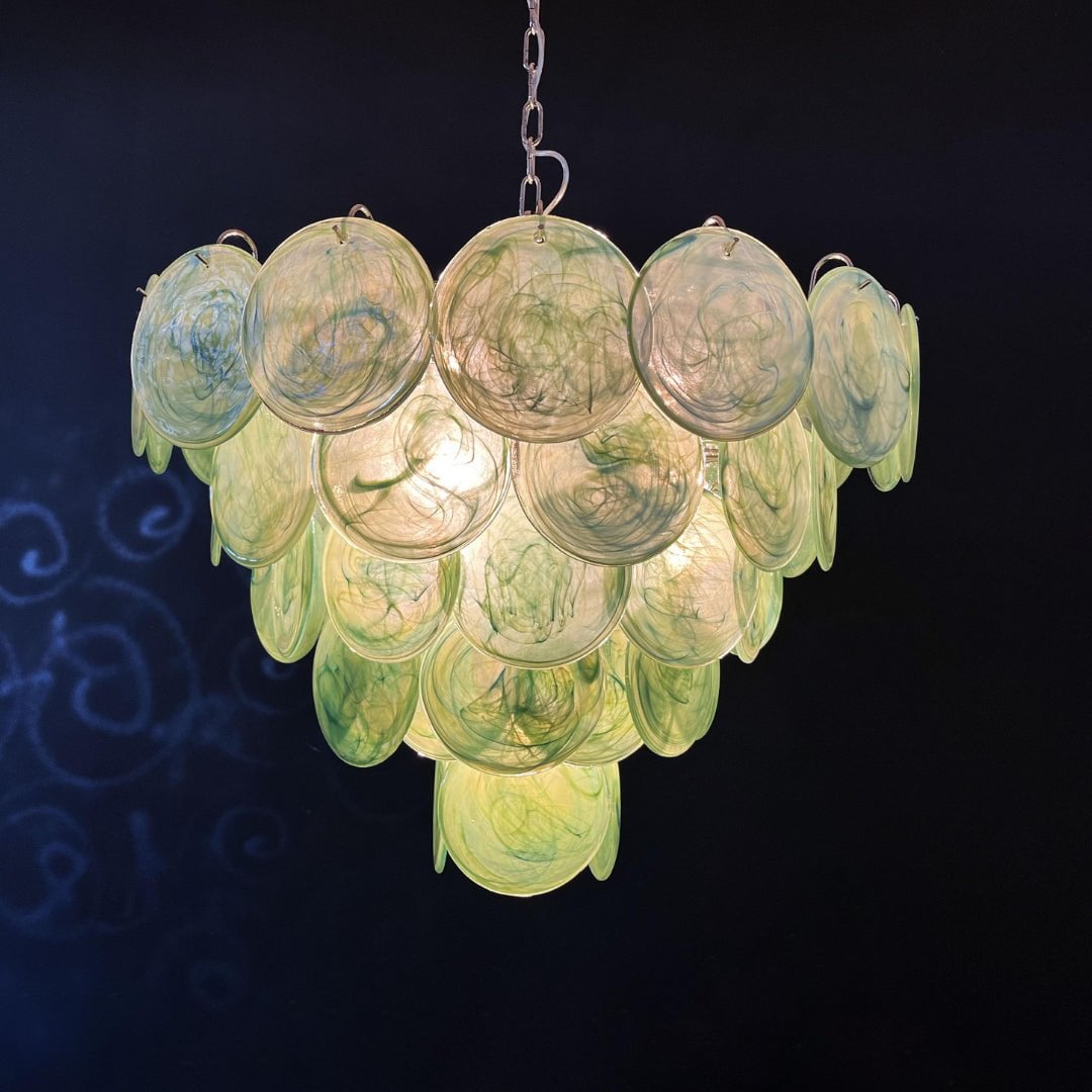 Green Murano Disc Chandelier - Lumpaz