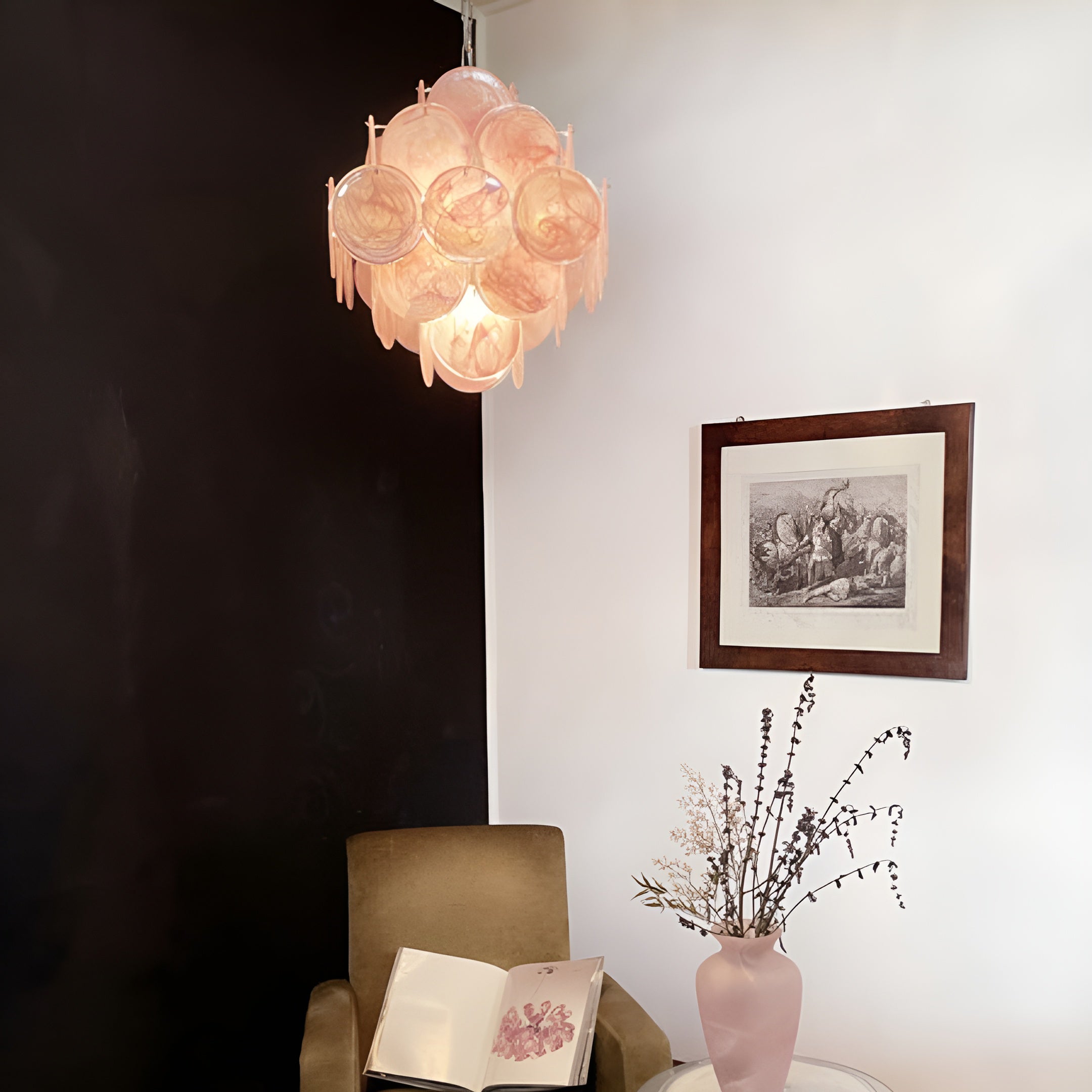Murano Pink Disks Chandelier - Lumpaz