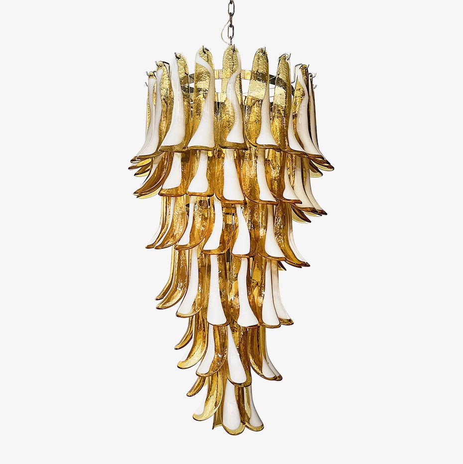 Murano Amber Petals Spiral Chandelier - Lumpaz