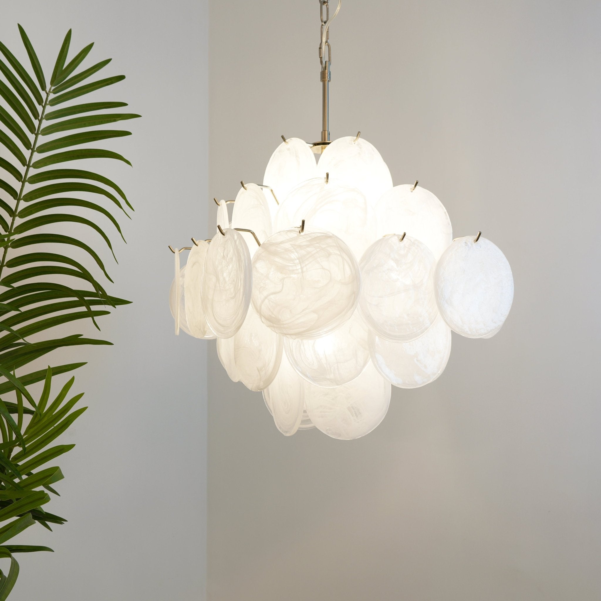 Isadora Murano White Disc Chandelier - Lumpaz