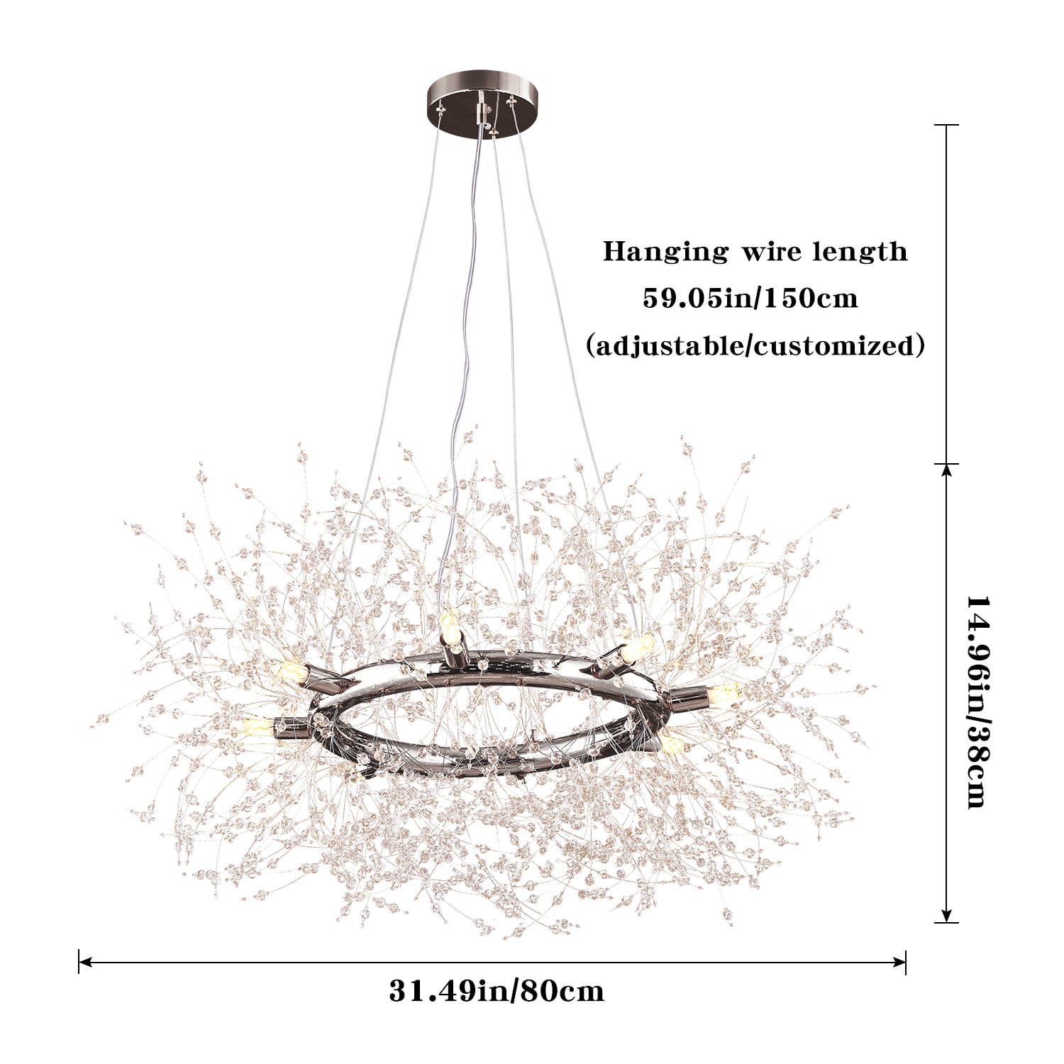 Lili Modern Dandelion LED Pendant Light Gold Metal/Crystal Bedroom/Living Room - Lumpaz