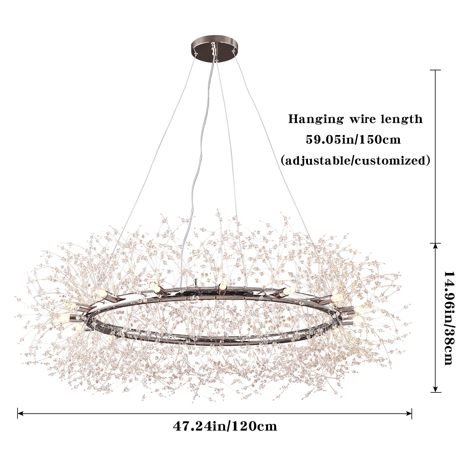 Lili Modern Dandelion LED Pendant Light Gold Metal/Crystal Bedroom/Living Room - Lumpaz