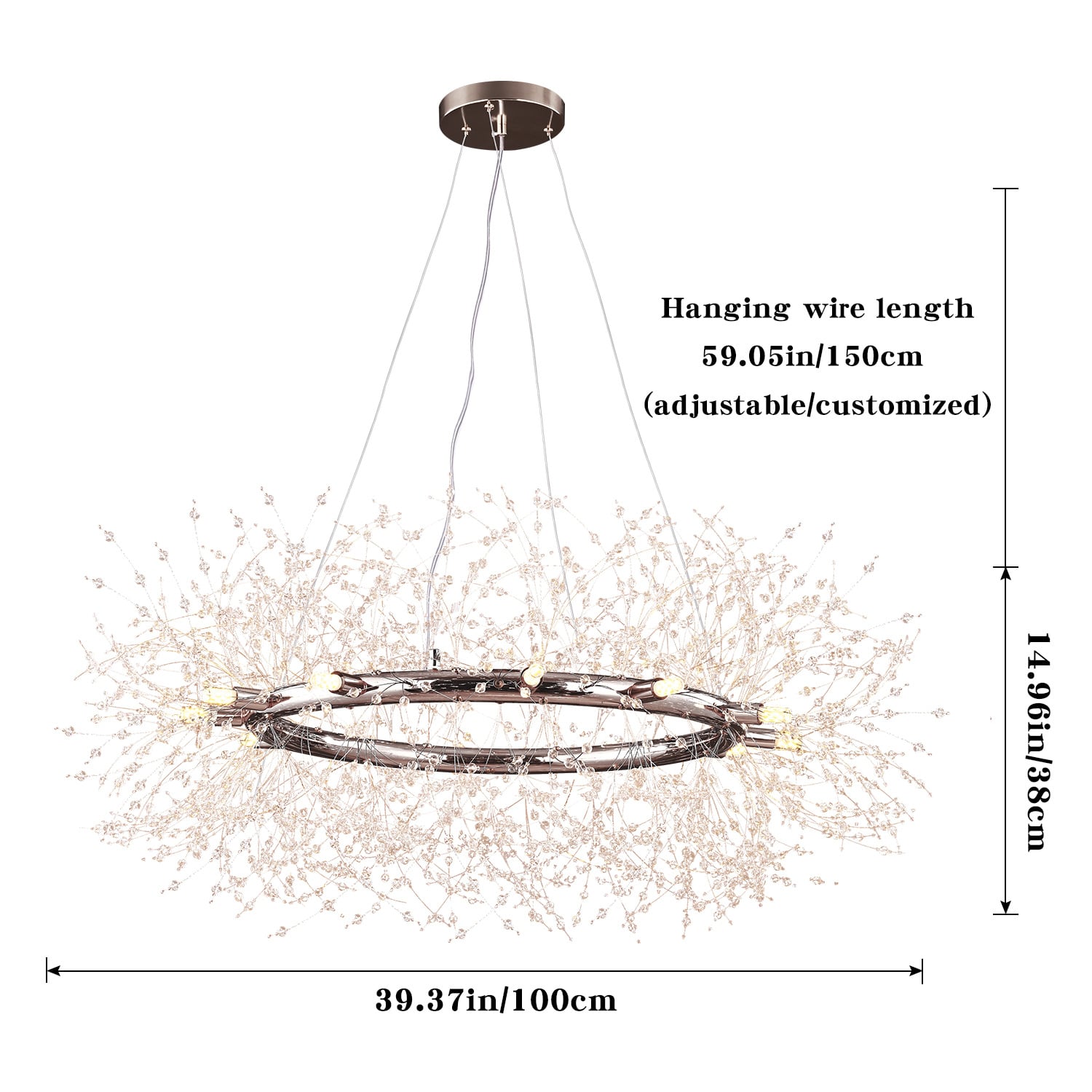 Lili Modern Dandelion LED Pendant Light Gold Metal/Crystal Bedroom/Living Room - Lumpaz