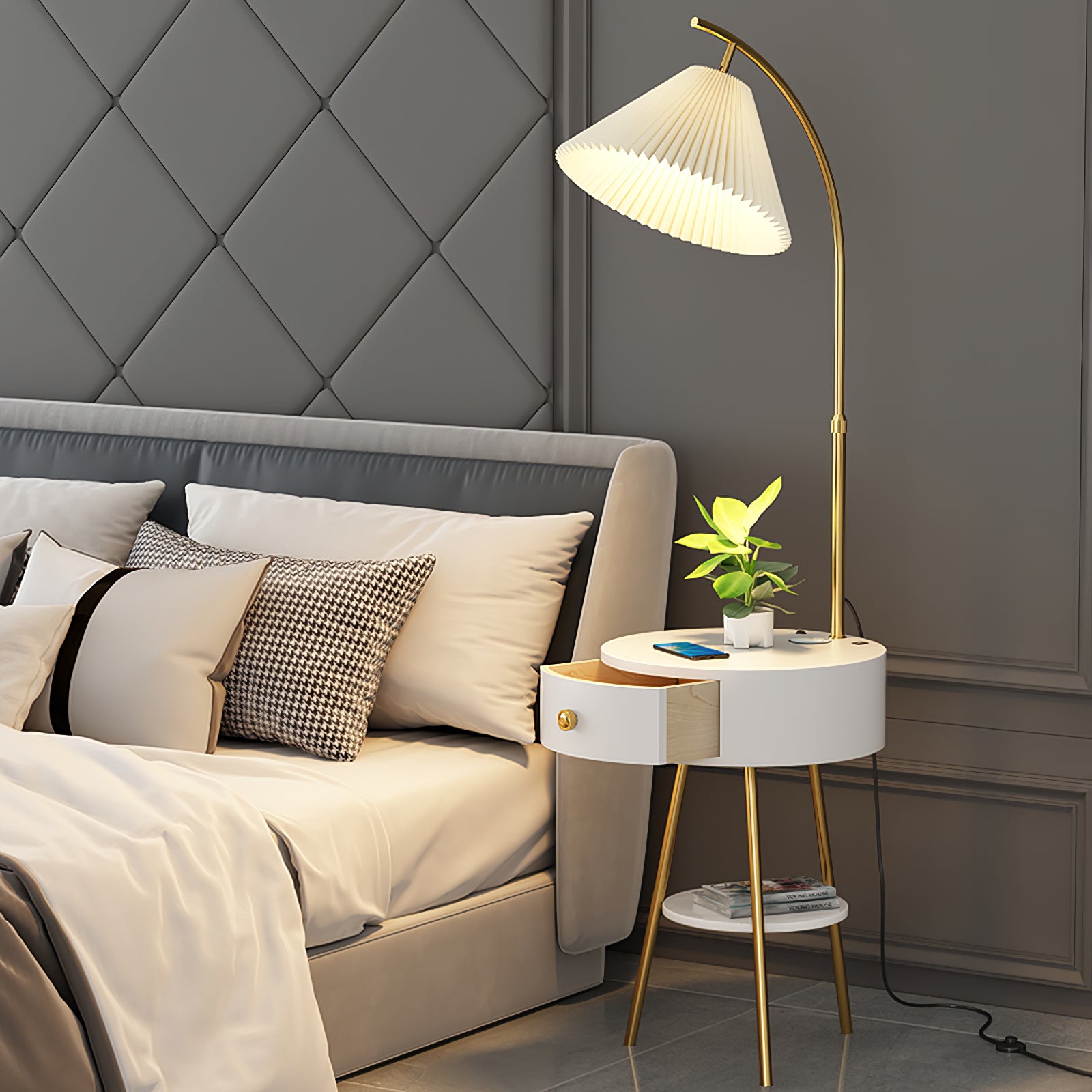 Pleated Arc Floor Light - Lumpaz