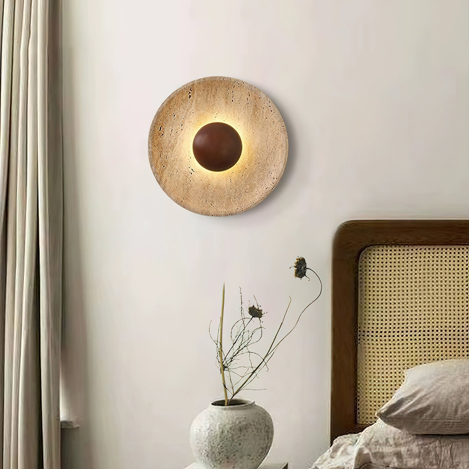 Halo Travertine Wall Light - Lumpaz