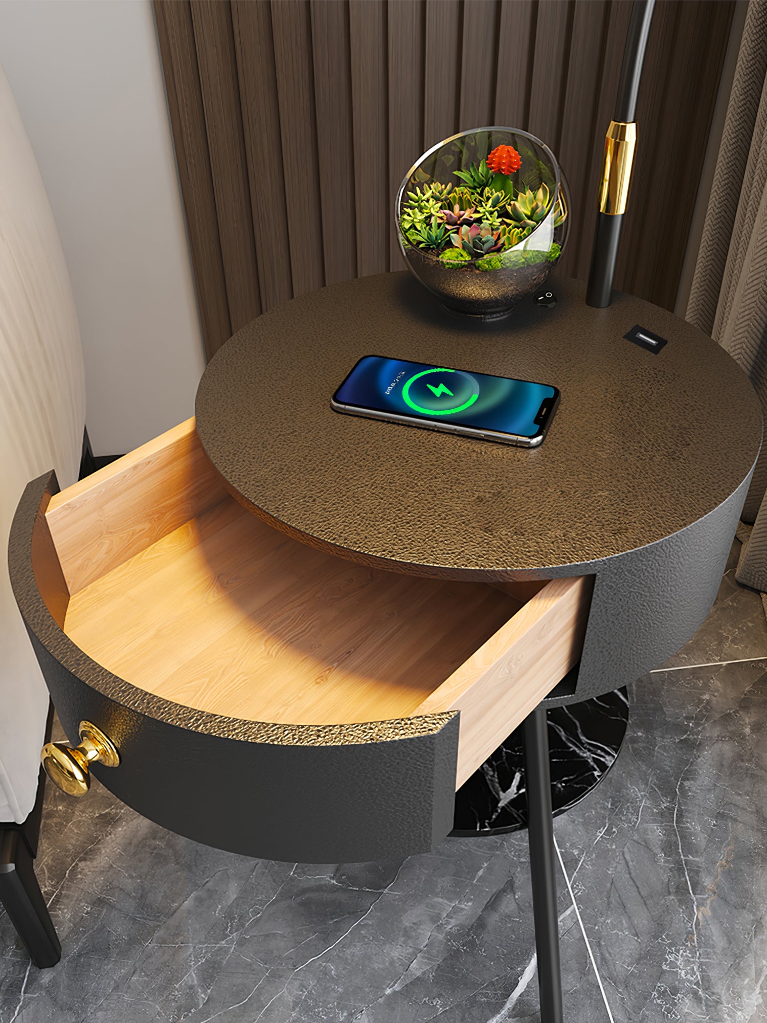 Pleated Nightstand Floor Light - Lumpaz