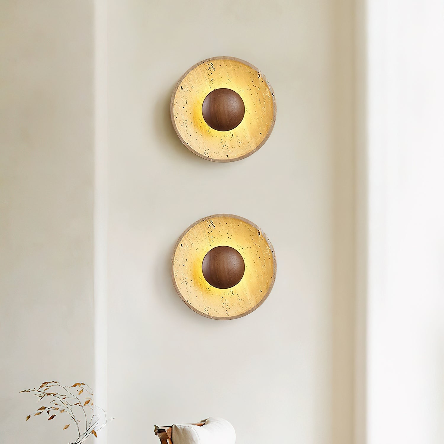 Halo Travertine Wall Light - Lumpaz