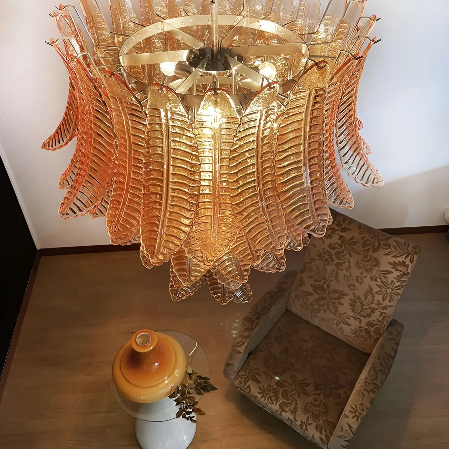 Amber Leaf Cascade Chandelier - Lumpaz