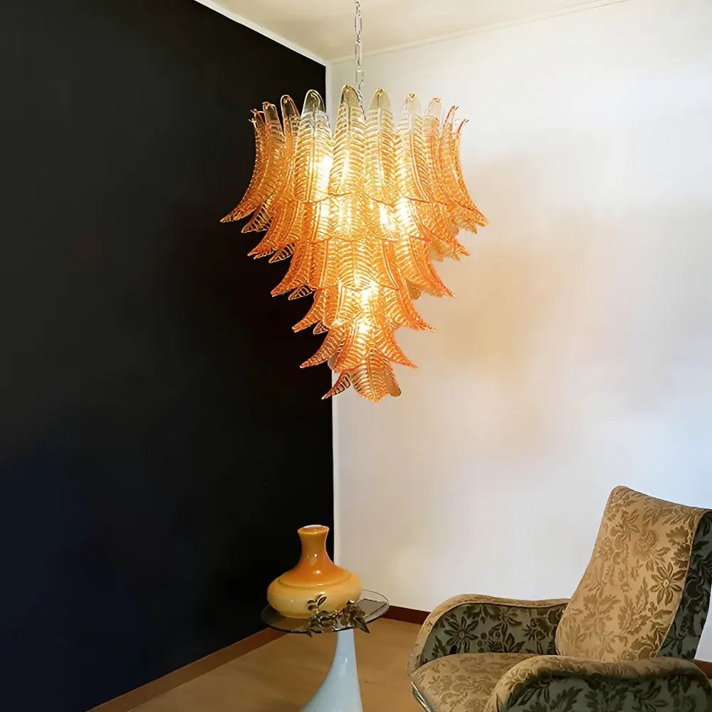 Amber Leaf Cascade Chandelier - Lumpaz