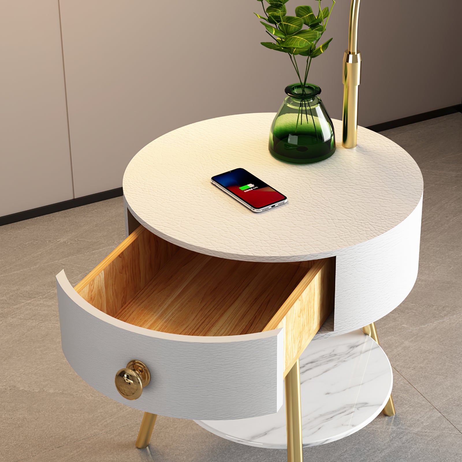 Pleated Nightstand Floor Light - Lumpaz