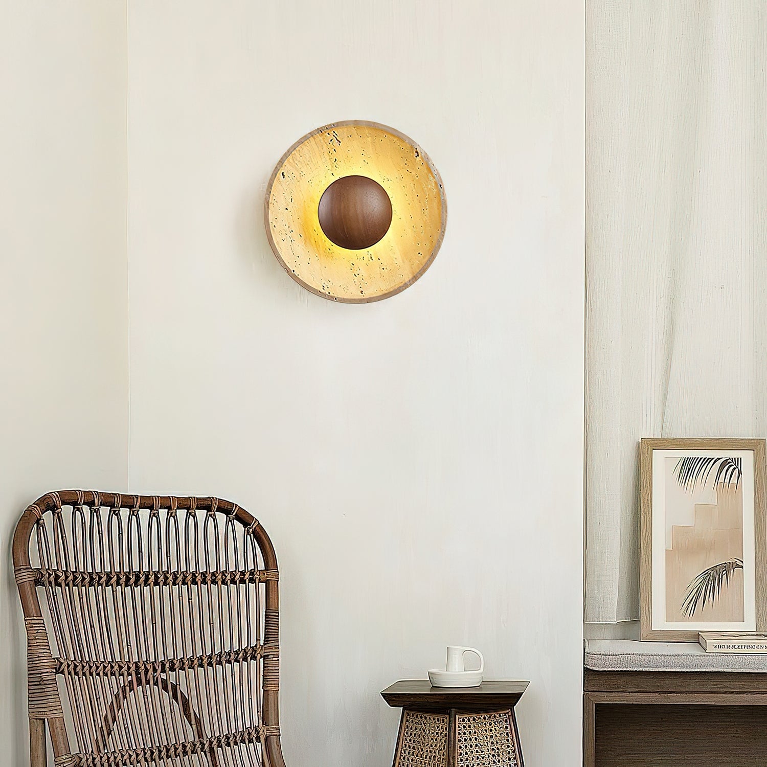 Halo Travertine Wall Light - Lumpaz