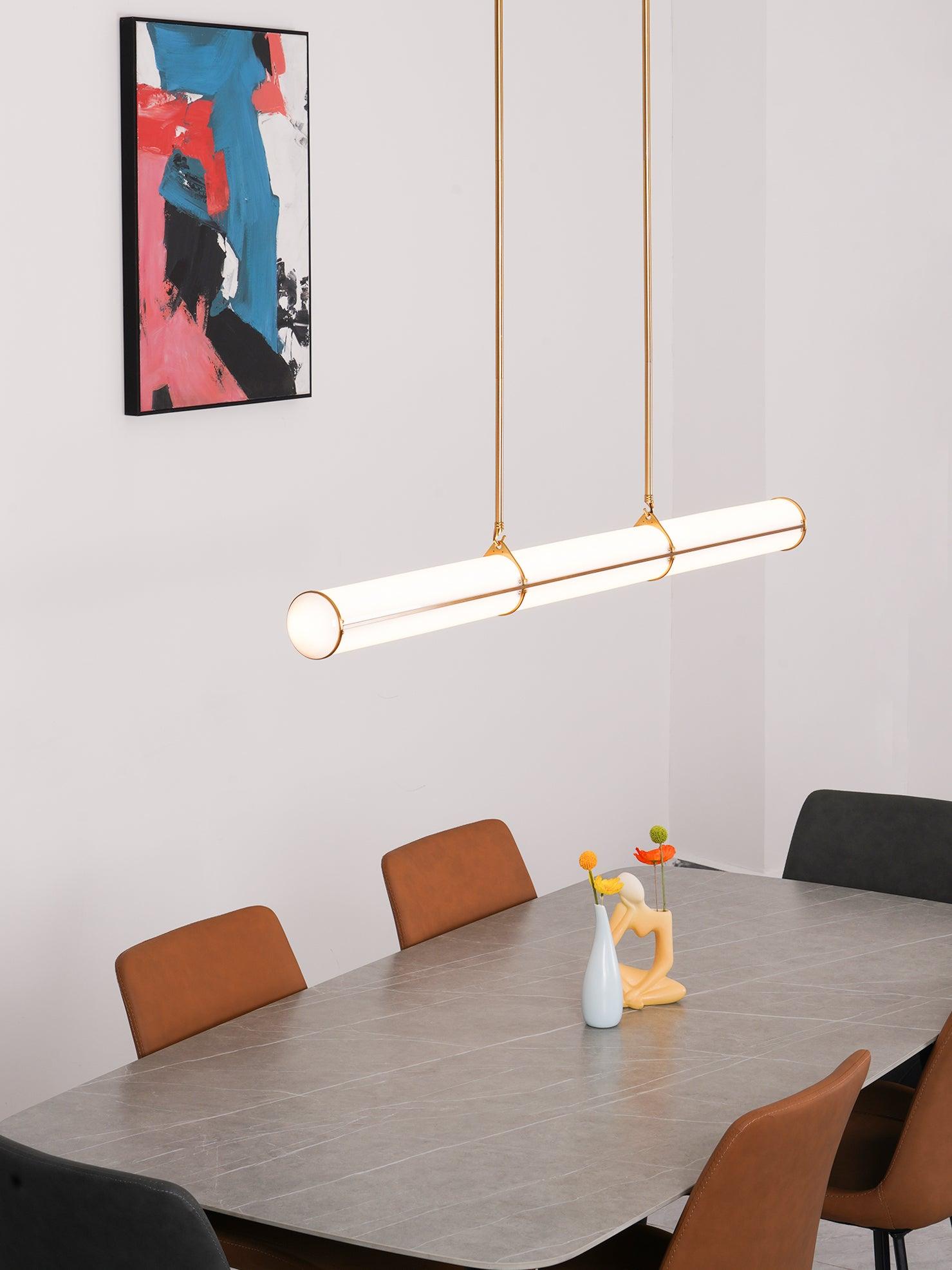 Cylindrical Double Hanging Line Straight Chandelier Dining Room - Lumpaz