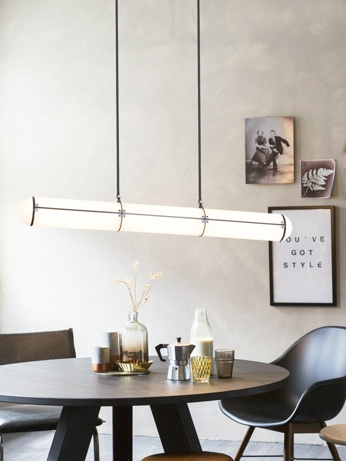 Cylindrical Double Hanging Line Straight Chandelier Dining Room - Lumpaz