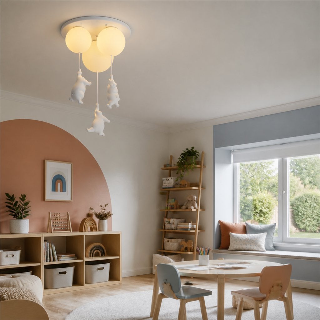 Bear Trio Globe Ceiling Light in a playful nursery