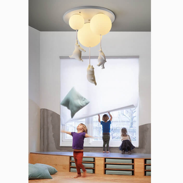 Bear Trio Globe Ceiling Light in a playroom
