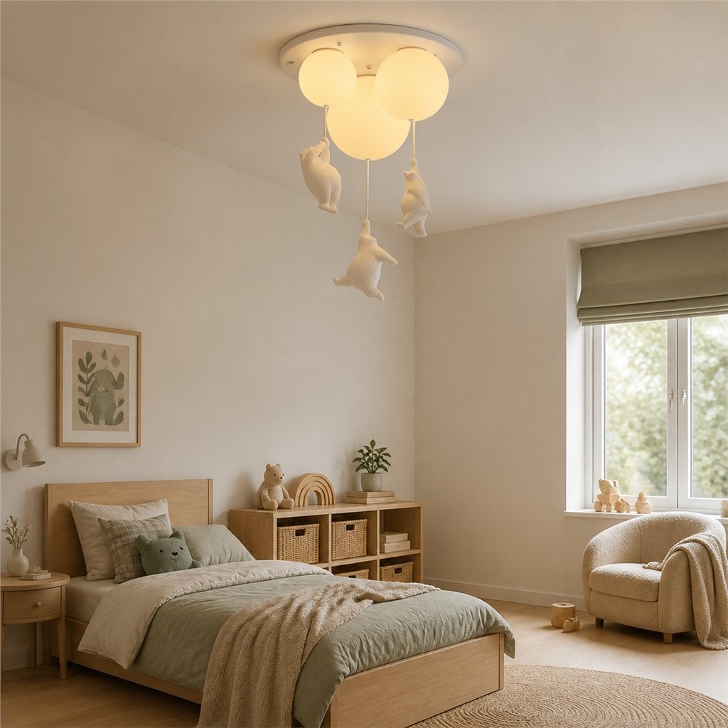 Bear Trio Globe Ceiling Light in a modern children’s bedroom