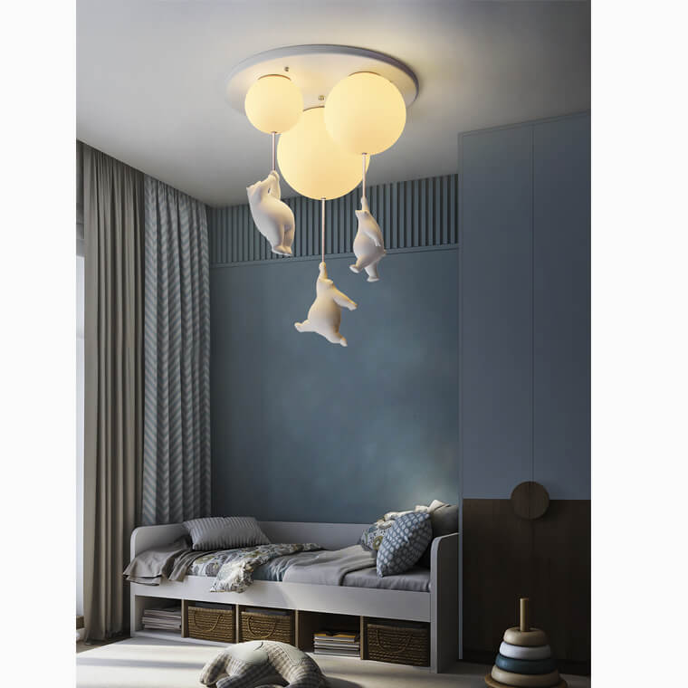 Bear Trio Globe Ceiling Light in a modern bedroom
