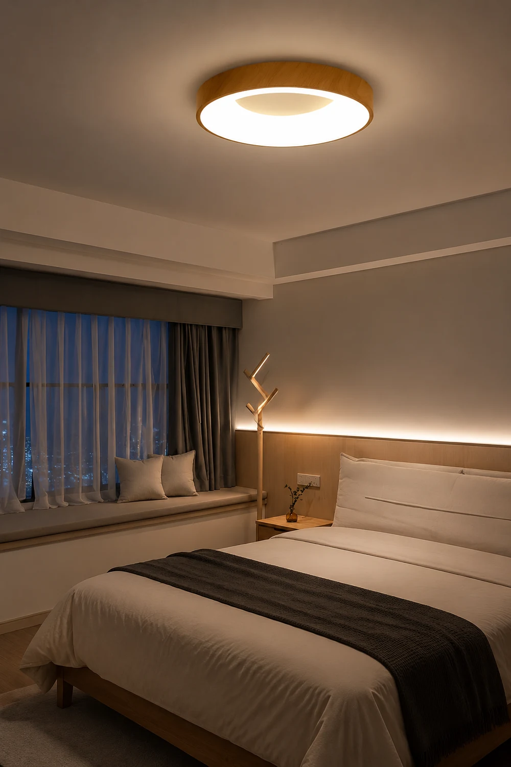 Natural Wood Round LED Ceiling Light - Lumpaz